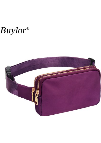 Mor Buylor Kadın Kemer Çanta Moda Bel Paketleri Çift Kese Tasarımcı Serseri Kalça Çanta Omuz Göğüs Paketi Su Geçirmez Telefon Crossbody Çanta (Yurt Dışından)