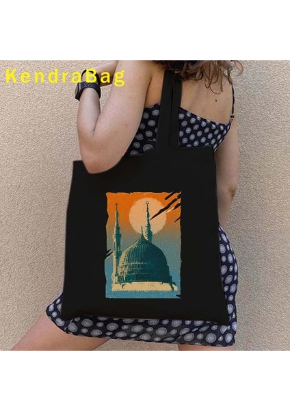 B 94 35X40CM Fermuar Riyad Cidde Suudi Arabistan Harita Bayrağı Islam Mekke Arap Kız Abu Dabi Prens Shopper Tote Kanvas Çanta Pamuk Omuz Eko Çanta (Yurt Dışından)
