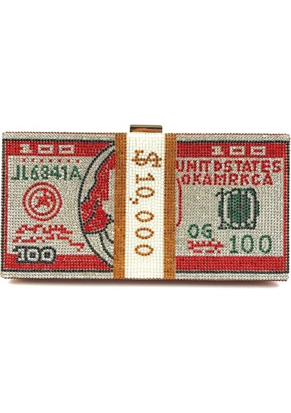 Kırmızı Para Debriyaj Taklidi Çanta 10000 Dolar Nakit Yığını Akşam Çanta Omuz Düğün Yemeği Çantası 6 Renk 2023 Kadın Çantası (Yurt Dışından)