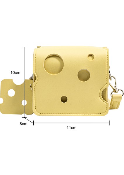 Stil 1 2023 Moda Mini Kadın Crossbody Çanta Peynir Şekilli Cep Telefonu Kılıfı Küçük Kare Dilim Kolye Kız Çanta (Yurt Dışından)
