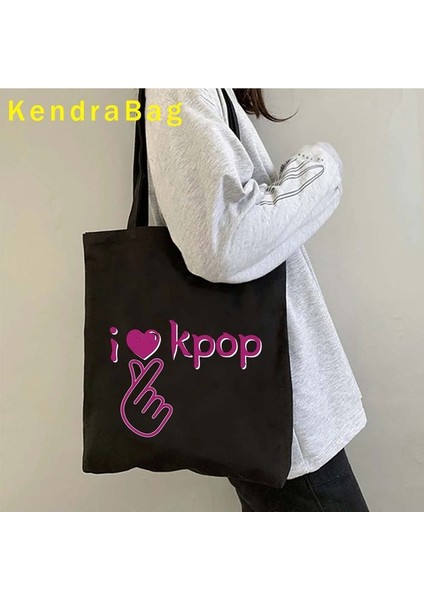 B 119 35X40 cm Kawaii Kore Kalp Kpop Popart Jimin Severler Harajuku Kız Omuz Okul Çantası Hediyeler Kore Müzik Kdrama Shopper Kanvas Çanta (Yurt Dışından)