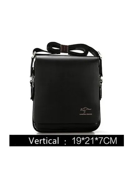 Siyah 19X21X7 cm Kanguru Lüks Marka Vintage Erkek Haberci Çanta Erkekler Için Deri Iş Omuz Çantası Erkek Crossbody Çanta Kahverengi Rahat Evrak Çantası (Yurt Dışından)