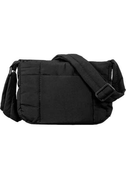 Pembe Naylon Kumaş Kadın Moda Crossbody Çanta Pamuk Yastıklı Satchel Rahat Düz Renk Tek Kollu Çanta Bayanlar Kare Işe Gidiş Omuz Çantaları (Yurt Dışından) fırsatları