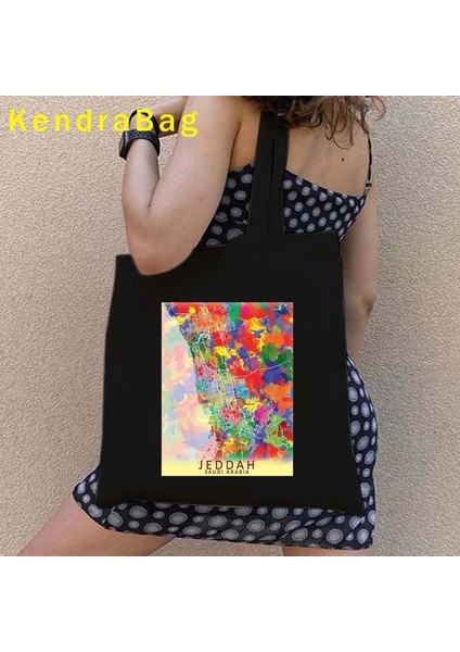 B 95 35X40CM Riyad Cidde Suudi Arabistan Harita Bayrağı Islam Mekke Arap Kız Abu Dabi Prens Shopper Tote Kanvas Çanta Pamuk Omuz Eko Çanta (Yurt Dışından)
