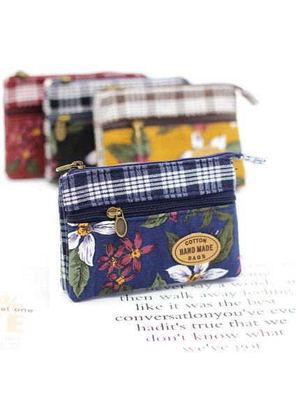 Stil 2 Retro Tuval Kadın El Çantalar Kese Moda Çiçek Çok Katmanlı Pamuklu Kumaş Bozuk Para Cüzdanı Kadın Kart Cüzdan Küçük Değişim Çanta (Yurt Dışından) fiyatları