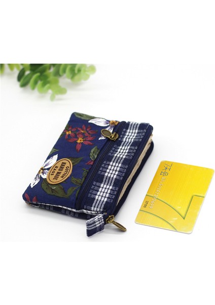 Stil 2 Retro Tuval Kadın El Çantalar Kese Moda Çiçek Çok Katmanlı Pamuklu Kumaş Bozuk Para Cüzdanı Kadın Kart Cüzdan Küçük Değişim Çanta (Yurt Dışından) fırsatları