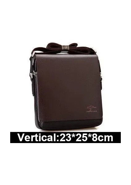 Kahverengi 23X25X8 cm Kanguru Lüks Marka Vintage Erkek Haberci Çanta Erkekler Için Deri Iş Omuz Çantası Erkek Crossbody Çanta Kahverengi Rahat Evrak Çantası (Yurt Dışından)