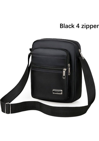 Siyah 4 Fermuarlı Yeni Erkek Crossbody Çanta Naylon Erkek Kadın Omuz Çantaları Seyahat Rahat Depolama Omuz Çantası Messenger Çanta (Yurt Dışından)