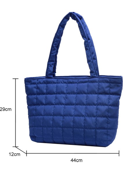 Mavi Rahat Bayanlar Tote Çanta Kapitone Pamuk Yastıklı Alışveriş Çantası Seyahat Çalışması Için Büyük Kapasiteli Omuz Çantaları Kadın Çanta (Yurt Dışından)