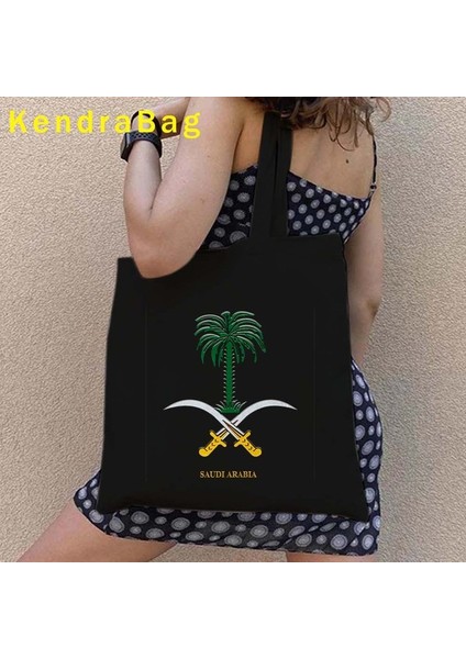 B 89 35X40CM Riyad Cidde Suudi Arabistan Harita Bayrağı Islam Mekke Arap Kız Abu Dabi Prens Shopper Tote Kanvas Çanta Pamuk Omuz Eko Çanta (Yurt Dışından)