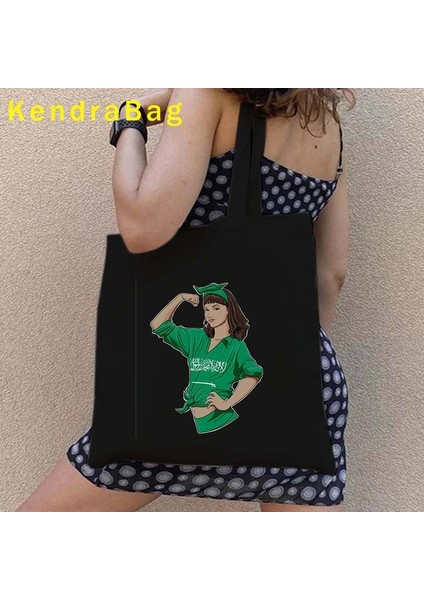 B 83 35X40CM Fermuar Riyad Cidde Suudi Arabistan Harita Bayrağı Islam Mekke Arap Kız Abu Dabi Prens Shopper Tote Kanvas Çanta Pamuk Omuz Eko Çanta (Yurt Dışından)