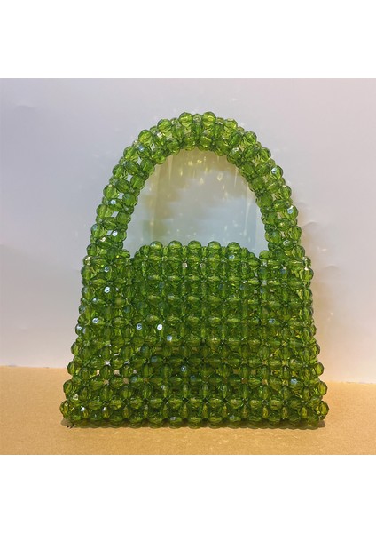 Kahverengi LX19X5X11CM Özelleştirilmiş Boncuk Çanta Yeşil El Dokuma Ünlü Çanta Üstten Saplı Çantalar ve Çantalar Benzersiz Tasarım Bayanlar Parti Çantası (Yurt Dışından) fırsatları