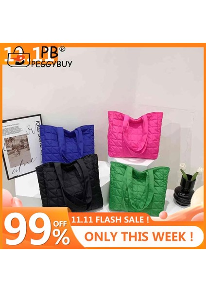 Mavi Rahat Bayanlar Tote Çanta Kapitone Pamuk Yastıklı Alışveriş Çantası Seyahat Çalışması Için Büyük Kapasiteli Omuz Çantaları Kadın Çanta (Yurt Dışından) fiyatları