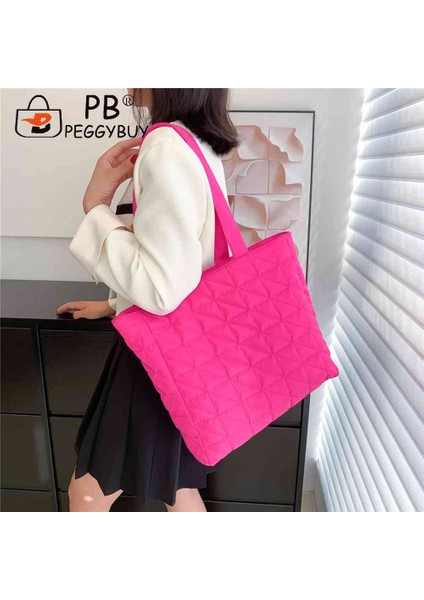 Mavi Rahat Bayanlar Tote Çanta Kapitone Pamuk Yastıklı Alışveriş Çantası Seyahat Çalışması Için Büyük Kapasiteli Omuz Çantaları Kadın Çanta (Yurt Dışından) modelleri