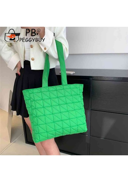 Mavi Rahat Bayanlar Tote Çanta Kapitone Pamuk Yastıklı Alışveriş Çantası Seyahat Çalışması Için Büyük Kapasiteli Omuz Çantaları Kadın Çanta (Yurt Dışından) fırsatları