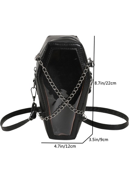 Siyah Bir Kadın Crossbody Çanta Medi Kapasiteli Tabut Şekli Telefon Omuz Çantası Cadılar Bayramı Pu Koltukaltı Çantası Seyahat Makyaj Kozmetik Çantası (Yurt Dışından)