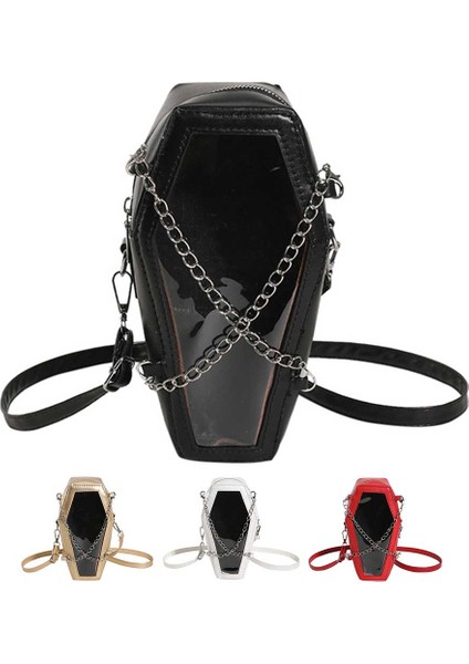 Siyah Bir Kadın Crossbody Çanta Medi Kapasiteli Tabut Şekli Telefon Omuz Çantası Cadılar Bayramı Pu Koltukaltı Çantası Seyahat Makyaj Kozmetik Çantası (Yurt Dışından) fiyatları