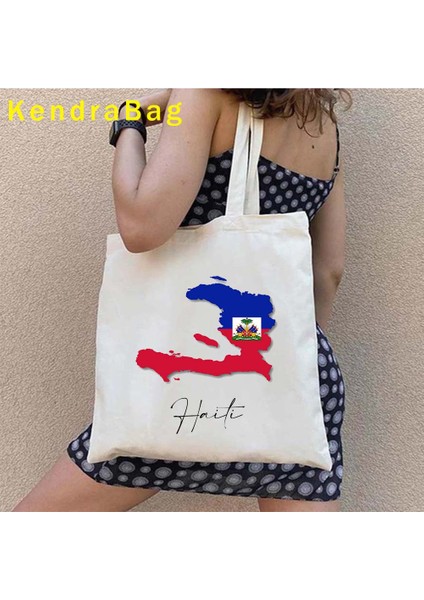 B 99 35X40CM Haiti Kız Hediye Haiti Silahları Ülke Haritası Bayrağı Miras Kadın Aşk Kalp Gün Batımı Alışverişçi Kanvas Tote Çanta Eko Alışveriş Çantaları (Yurt Dışından) modelleri