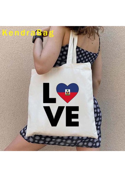 B 99 35X40CM Haiti Kız Hediye Haiti Silahları Ülke Haritası Bayrağı Miras Kadın Aşk Kalp Gün Batımı Alışverişçi Kanvas Tote Çanta Eko Alışveriş Çantaları (Yurt Dışından) fırsatları
