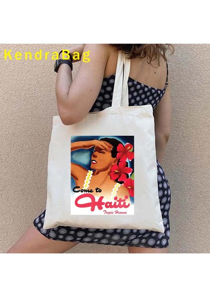 B 99 35X40CM Haiti Kız Hediye Haiti Silahları Ülke Haritası Bayrağı Miras Kadın Aşk Kalp Gün Batımı Alışverişçi Kanvas Tote Çanta Eko Alışveriş Çantaları (Yurt Dışından) indirimleri