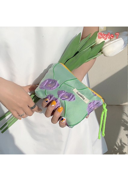 Stil 3 Kadın Sevimli Çiçek Debriyaj Çanta Mini Küçük Fermuar Bozuk Para Cüzdanı Çanta Anahtar Cüzdan Küçük Saklama Çantası Organizatör Ruj Kozmetik Çantaları (Yurt Dışından) indirimleri