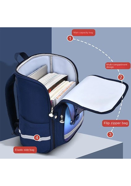 Ilkokul Öğrencileri Için Lacivert Küçük Yeni Degrade Üç Boyutlu Kare Çanta, 6-12 Yaş Çocuk Sırt Çantası, Entegre (Yurt Dışından) fırsatları