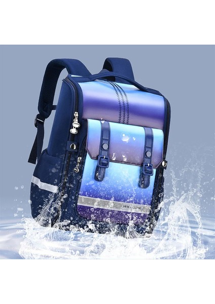 Ilkokul Öğrencileri Için Lacivert Küçük Yeni Degrade Üç Boyutlu Kare Çanta, 6-12 Yaş Çocuk Sırt Çantası, Entegre (Yurt Dışından) indirimleri