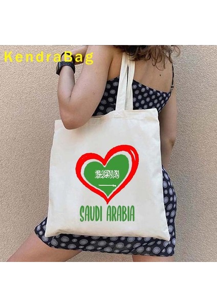 100 35X40CM Fermuar Riyad Cidde Suudi Arabistan Harita Bayrağı Islam Mekke Arap Kız Abu Dabi Prens Shopper Tote Kanvas Çanta Pamuk Omuz Eko Çanta (Yurt Dışından)