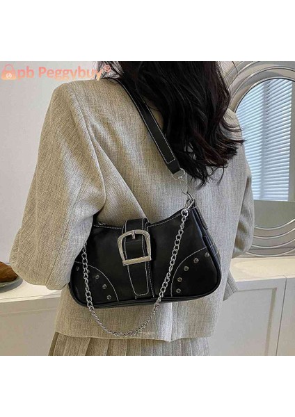 Altın Kadın Hilal Çanta Moda Serin Tarzı Koltukaltı Çanta Katı Renk Lady Kız Yüksek Kaliteli Büyük Çanta Zincir Süsleme ile (Yurt Dışından) modelleri