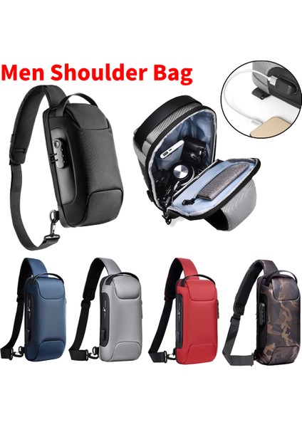 Kırmızı Erkek Su Geçirmez USB Oxford Crossbody Çanta Anti-Hırsızlık Omuz Tek Kollu Çanta Çok Fonksiyonlu Kısa Seyahat Messenger Göğüs Paketi Erkekler Için (Yurt Dışından) modelleri