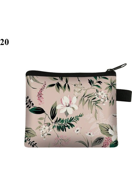 20 Moda El Çantası Cüzdan Kadın Güzel Ilmek Küçük Bozuk Para Cüzdanı Anahtar Saklama Çantası Edebi Baskı Kadın Fermuarlı Bozuk Para Cüzdanı (Yurt Dışından)