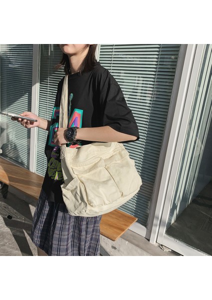 Kahverengi Rahat Tüm Maç Kadın Kanvas Büyük Kapasiteli Omuz Crossbody Çanta Unisex Moda Çok Cep Düz Renk Postacı Çantası (Yurt Dışından) indirimleri