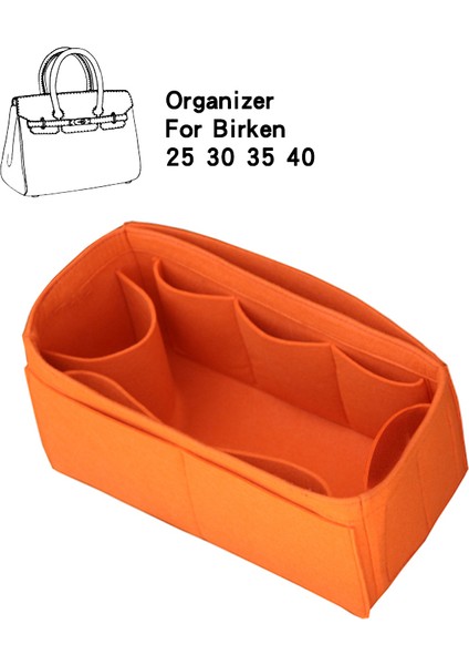 B Kırmızı 35-31X15X16 cm Astar H BIRKIN25 30 35 40 Keçe Ekleme Çanta Organizatör Makyaj Çantası Organize Taşınabilir Kozmetik Taban Şekli (Yurt Dışından) fiyatları