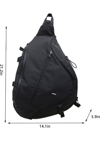 Siyah Erkek Askılı Çanta Kadın Naylon Su Geçirmez Büyük Kapasiteli Hip-Hoptrave Göğüs Çantası Çift Moda Rahat Tatil Omuz Bolsa (Yurt Dışından)