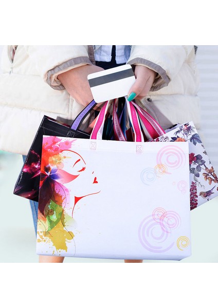 8 Büyük Yeni Çiçekler Katlanabilir Alışveriş Çantası Yeniden Kullanılabilir Dokunmamış Eco Tote Çanta Siyah Unisex Büyük Kumaş Alışveriş Çantaları Bakkal Çantaları Kese (Yurt Dışından) modelleri