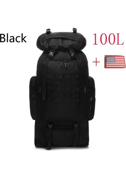 Siyah (100L) Dağcılık Çantası 80L/100L Tırmanma Çantası Askeri Taktik Sırt Çantaları Büyük Sırt Çantası Açık Havada Yürüyüş Kamp Seyahat Çantaları (Yurt Dışından)