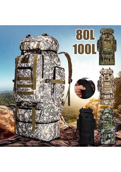 Siyah (100L) Dağcılık Çantası 80L/100L Tırmanma Çantası Askeri Taktik Sırt Çantaları Büyük Sırt Çantası Açık Havada Yürüyüş Kamp Seyahat Çantaları (Yurt Dışından) fiyatları