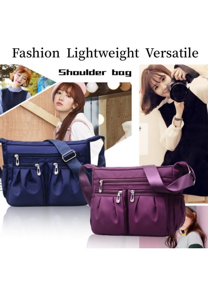 Siyah Su Geçirmez Oxford Kumaş Kadın Crossbody Çanta Naylon Omuz Çantası Çok Cep Çanta Büyük Kapasiteli Messenger Çanta Seyahat Çantaları (Yurt Dışından) indirimleri