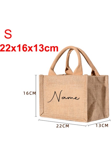 S-22X16X13CM Adınızı Not Edin Dropshipping Özel Ad Jüt Çanta Çanta Çuval Bezi Alışveriş Tote Butik Iş Logo Baskı Giveaway Düğün Parti Hediye Çanta (Yurt Dışından)