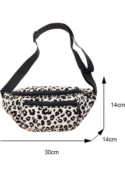 Beyaz Retro Kadın Omuz Çantaları Leopar Baskı Messenger Göğüs Çantası Rahat Büyük Pazen Bel Paketi Moda Çanta (Yurt Dışından)