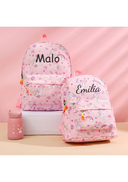 02-L Anti-Kayıp Yok Gerek Yok Özel Kişiselleştirilmiş Nakış Nicorn Çocuk Sırt Çantası Hafif Nefes Alabilir Sevimli Küçük Sırt Çantası Gökkuşağı Tasmalı Kızlar Için Özel Ad (Yurt Dışından) modelleri