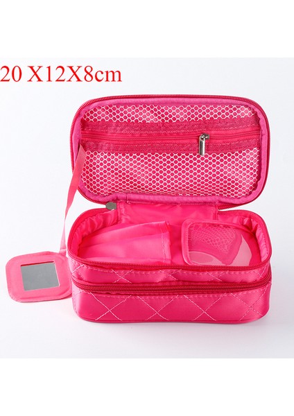 Gül Kırmızı M Yüksek Kapasiteli Kozmetik Çantası Kadın Su Geçirmez Çift Katmanlı Seyahat Organizatör Makyaj Çantası Makyaj Çantası Çok Fonksiyonlu Güzellik Durumda (Yurt Dışından)