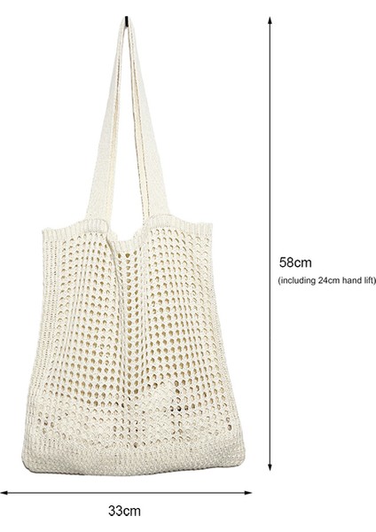 Bej Tasarımcı Örme Çanta Kadın Büyük Kapasiteli Tote Kadın Omuz Çantası Yaz Plaj Çantası Çantalar Rahat Içi Boş Dokuma Alışveriş (Yurt Dışından)
