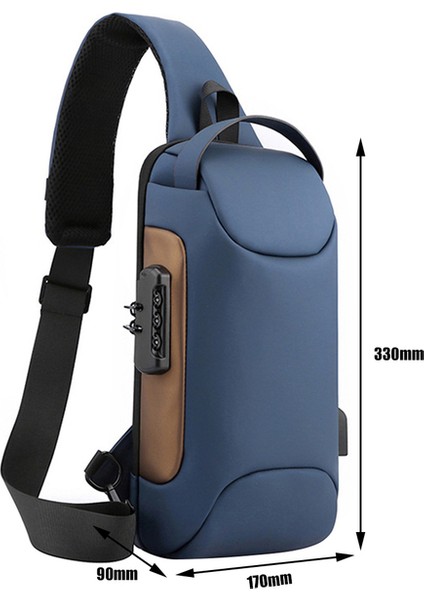 Mavi Erkek Su Geçirmez USB Oxford Crossbody Çanta Anti-Hırsızlık Omuz Tek Kollu Çanta Çok Fonksiyonlu Kısa Seyahat Messenger Göğüs Paketi Erkekler Için (Yurt Dışından)