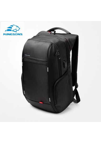 Siyah Model A 17.3 Inç Kingsons Erkekler 15.6/17.3 Inç Dizüstü Bilgisayar Iş Sırt Çantası Erkek Anti-Hırsızlık Seyahat Çantası USB Şarj Gençler Için Su Geçirmez Sırt Çantaları (Yurt Dışından)