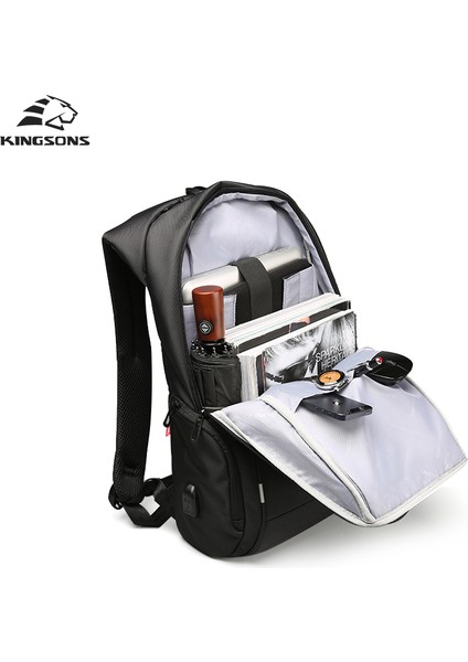Siyah Model A 17.3 Inç Kingsons Erkekler 15.6/17.3 Inç Dizüstü Bilgisayar Iş Sırt Çantası Erkek Anti-Hırsızlık Seyahat Çantası USB Şarj Gençler Için Su Geçirmez Sırt Çantaları (Yurt Dışından) indirimleri