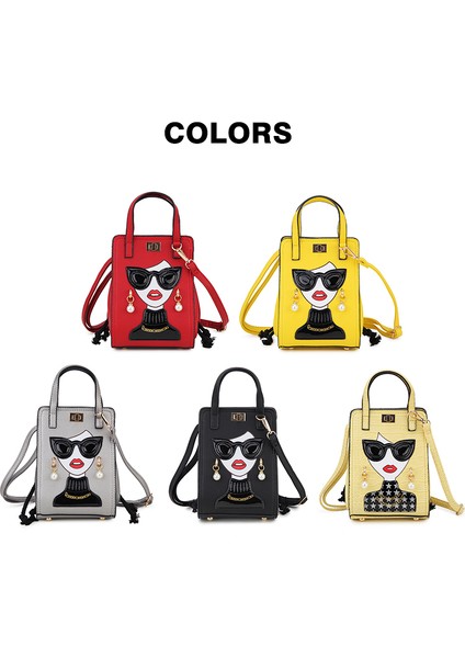 Kayısı Kız 15X13X20 cm Funky Lady Yüz Çantalar ve Kadınlar Için Çanta Karikatür Desen Kadın Omuz Çantası Üst Kolu Satchel Parti Debriyaj Crossbody Çanta (Yurt Dışından) fiyatları