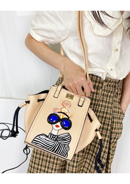 Kayısı Kız 15X13X20 cm Funky Lady Yüz Çantalar ve Kadınlar Için Çanta Karikatür Desen Kadın Omuz Çantası Üst Kolu Satchel Parti Debriyaj Crossbody Çanta (Yurt Dışından) modelleri