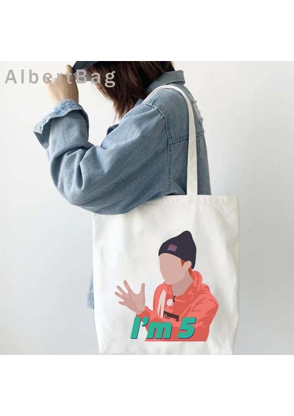 B 521 35 cm x 40 cm Ateez Kore Seul Tarzı Kpop Harajuku Moda Kaçak Çocuklar Alışveriş Bez Çantalar Parmak Kalp Kanvas Shopper Büyük Omuz Çanta (Yurt Dışından) modelleri