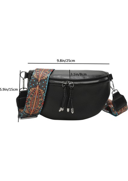 Kadınlar Için Derin Mavi Muz Çantası Göğüs Çantası 2024 Büyük Kapasiteli Seyahat Crossbody Kadın Yarım Ay Bel Çantası Bayanlar Günlük Sokak Fanny Paketleri (Yurt Dışından)